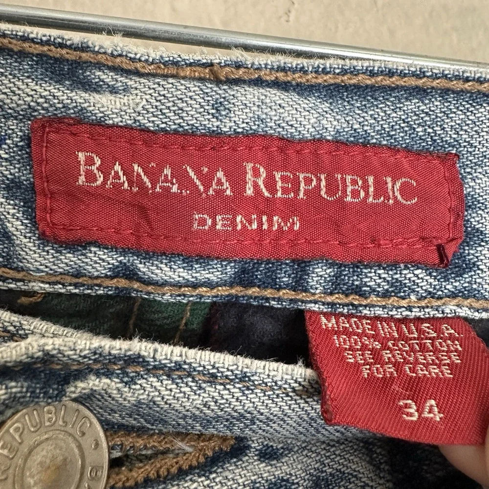 Vtg Banana Republic Jeans 34 Blue Denim Made‎ in USA Relaxed Fit Straight Leg